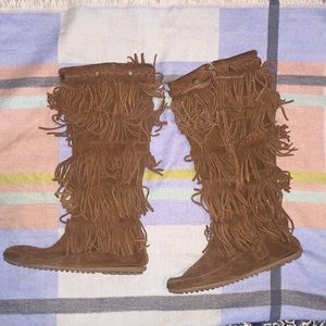Minnetonka Leather Fringe Boots
